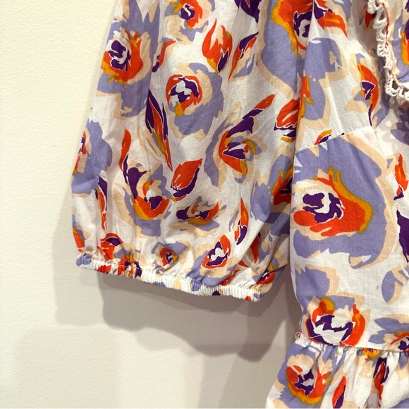 Maeve by Anthropologie Cottagecore Floral Peplum Blouse with Tassels - Picture 6 of 15